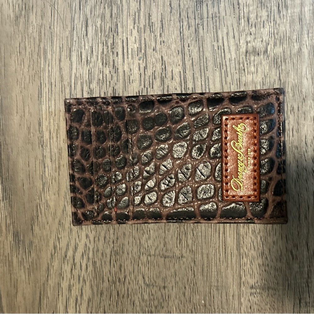 Dooney & Bourke Brown Croc-Embossed Card Holder